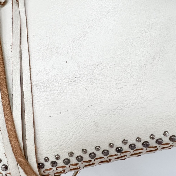 White Rebecca Minkoff Studded Braided Leather Crossbody Bag - Picture 2 of 8
